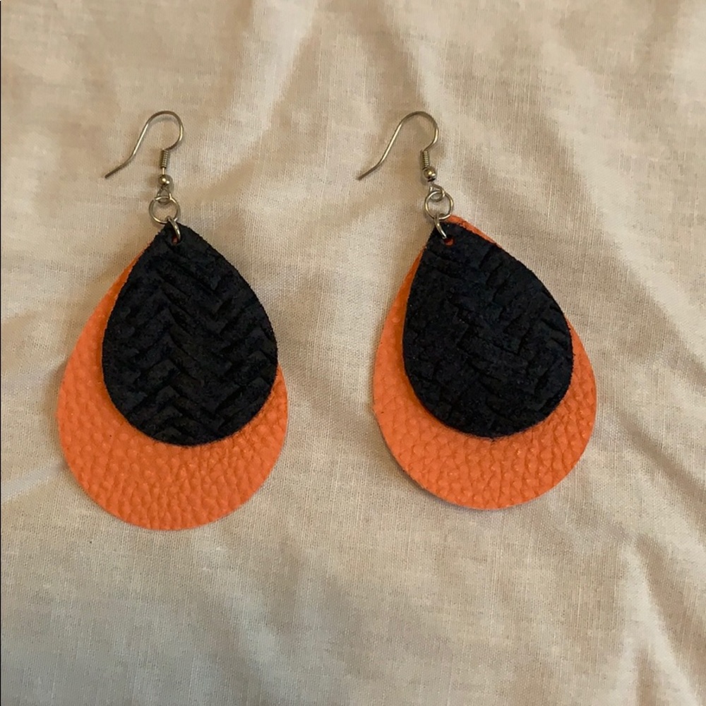 Navy and pink earrings
